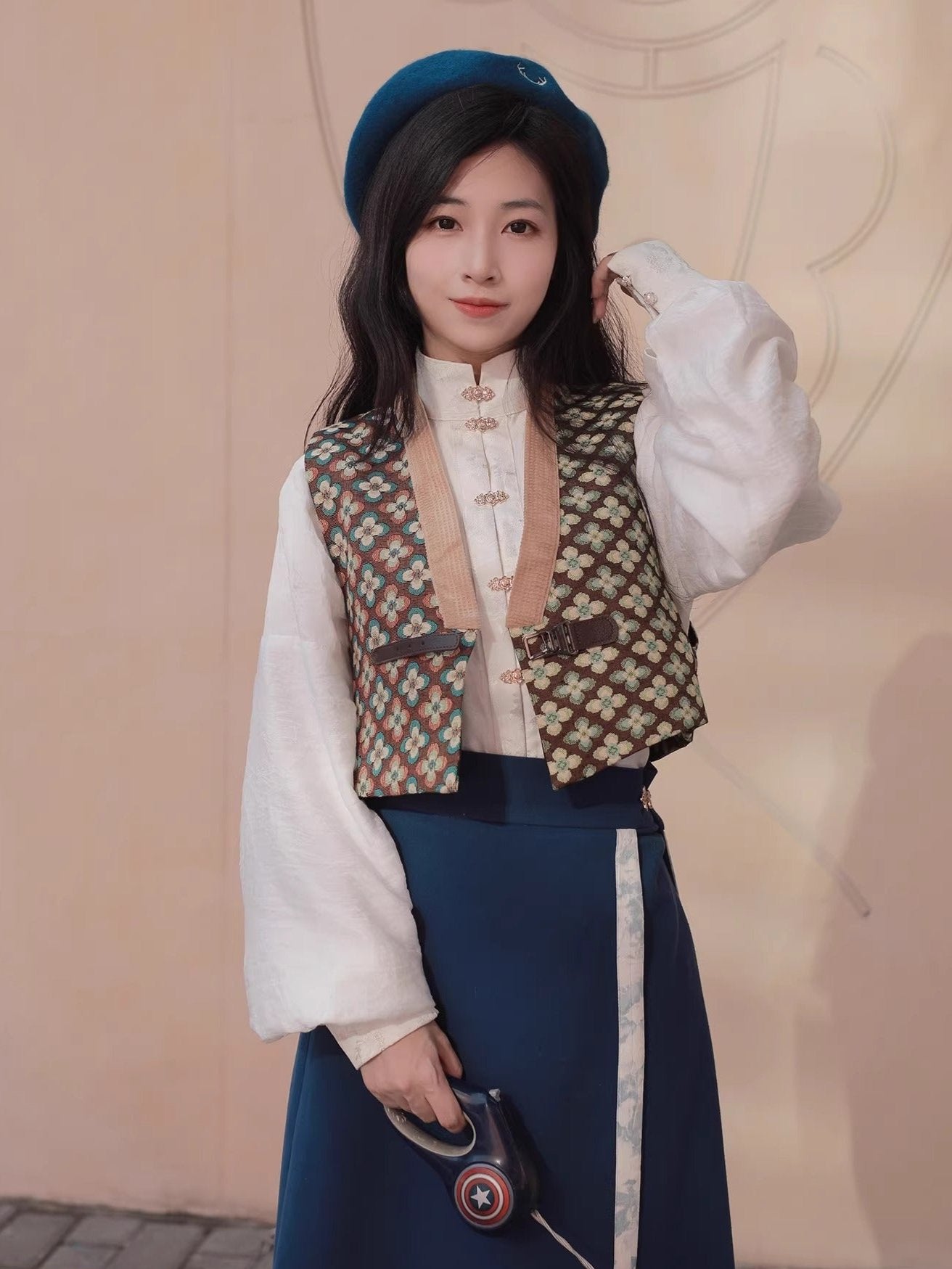 46 Xiao Lu Shui Retro Modified Tang Jacket Hanfu Chinese Song Rotary Skirt Tencel Ming Stand Neck Cardigan Shirt