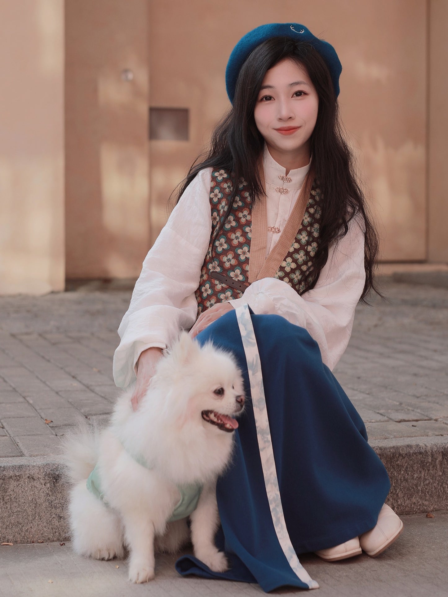 46 Xiao Lu Shui Retro Modified Tang Jacket Hanfu Chinese Song Rotary Skirt Tencel Ming Stand Neck Cardigan Shirt