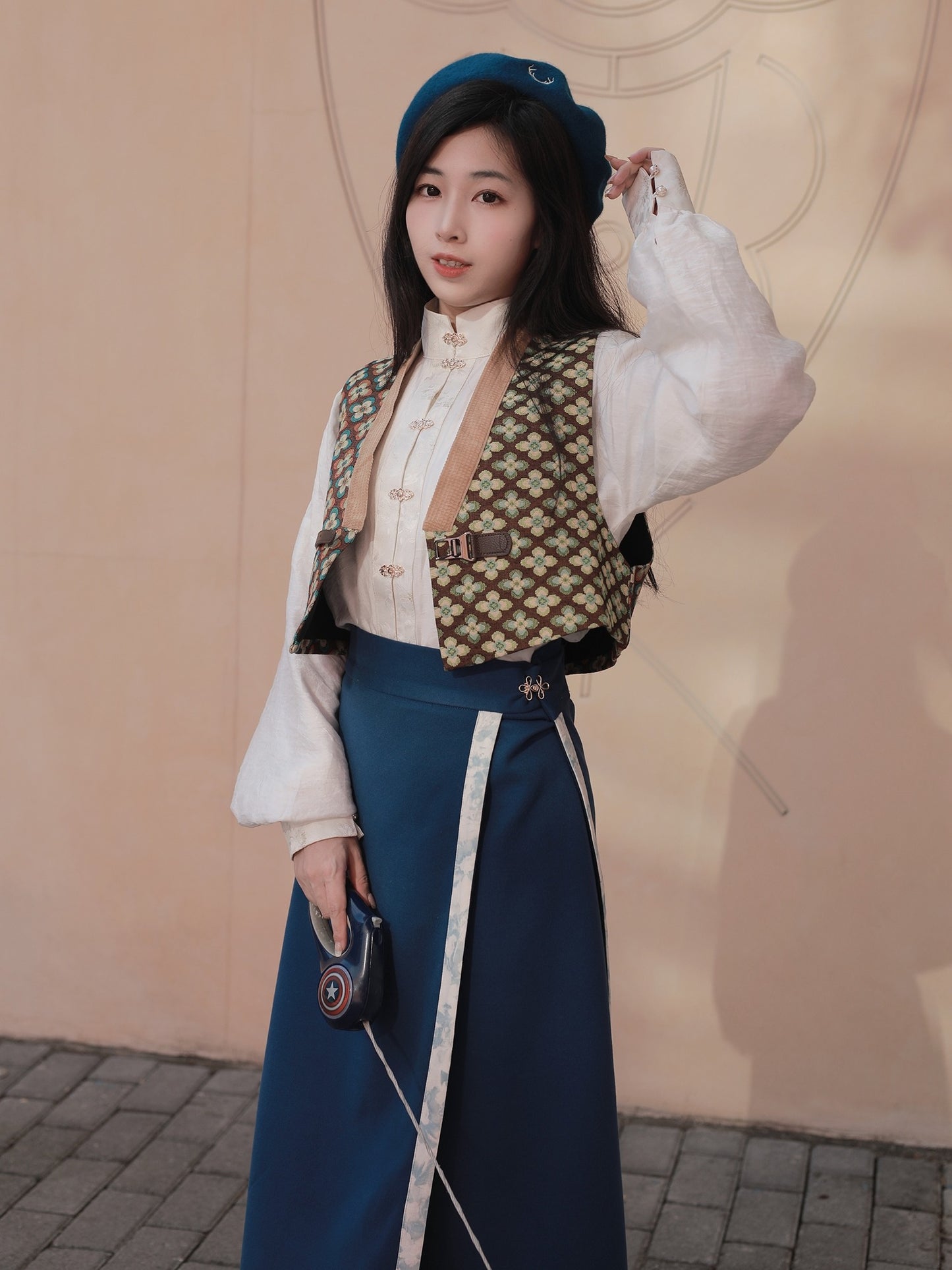 46 Xiao Lu Shui Retro Modified Tang Jacket Hanfu Chinese Song Rotary Skirt Tencel Ming Stand Neck Cardigan Shirt