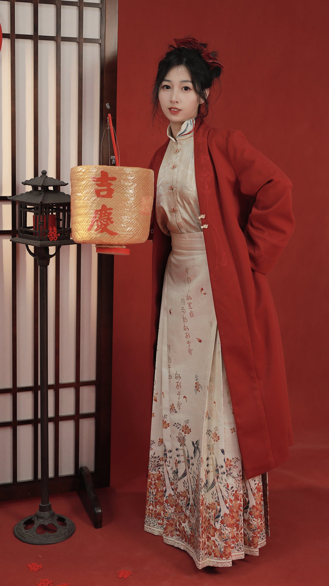 【乐音凤凰花】明制汉服织金妆花马面裙-白
