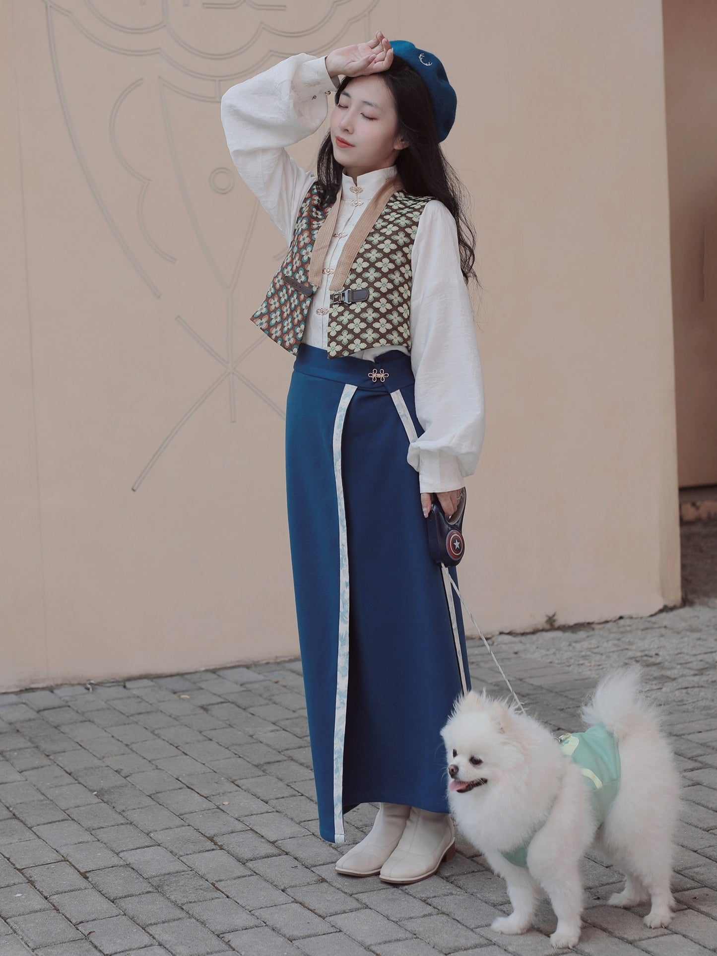 46 Xiao Lu Shui Retro Modified Tang Jacket Hanfu Chinese Song Rotary Skirt Tencel Ming Stand Neck Cardigan Shirt