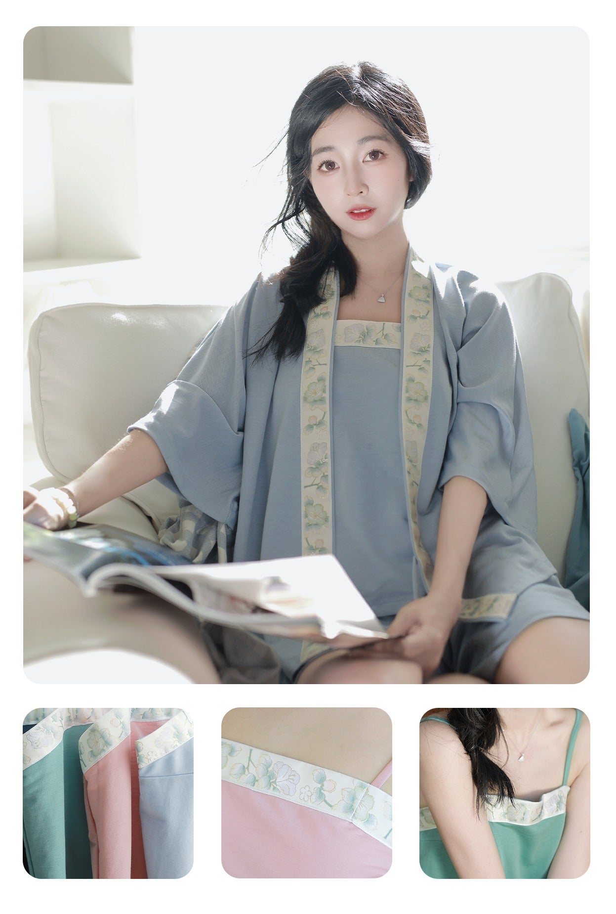 11 Lu Hua Yu Xiao Lu Shui Homewear Hanfu Costume - Mint Fiber Base Layer Tank Top with Multiple Colors, Breathable and Skin-friendly for Summer