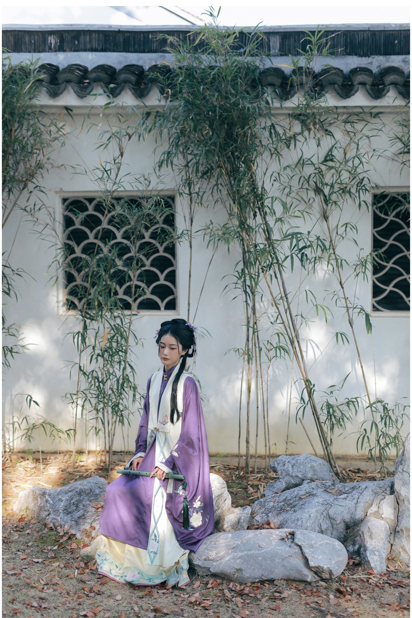 30 Xiao Lu Shui original Hanfu women's smoke, purple, spring, autumn and winter, Ming long shirts, embroidered with gold horse skirts, pearls