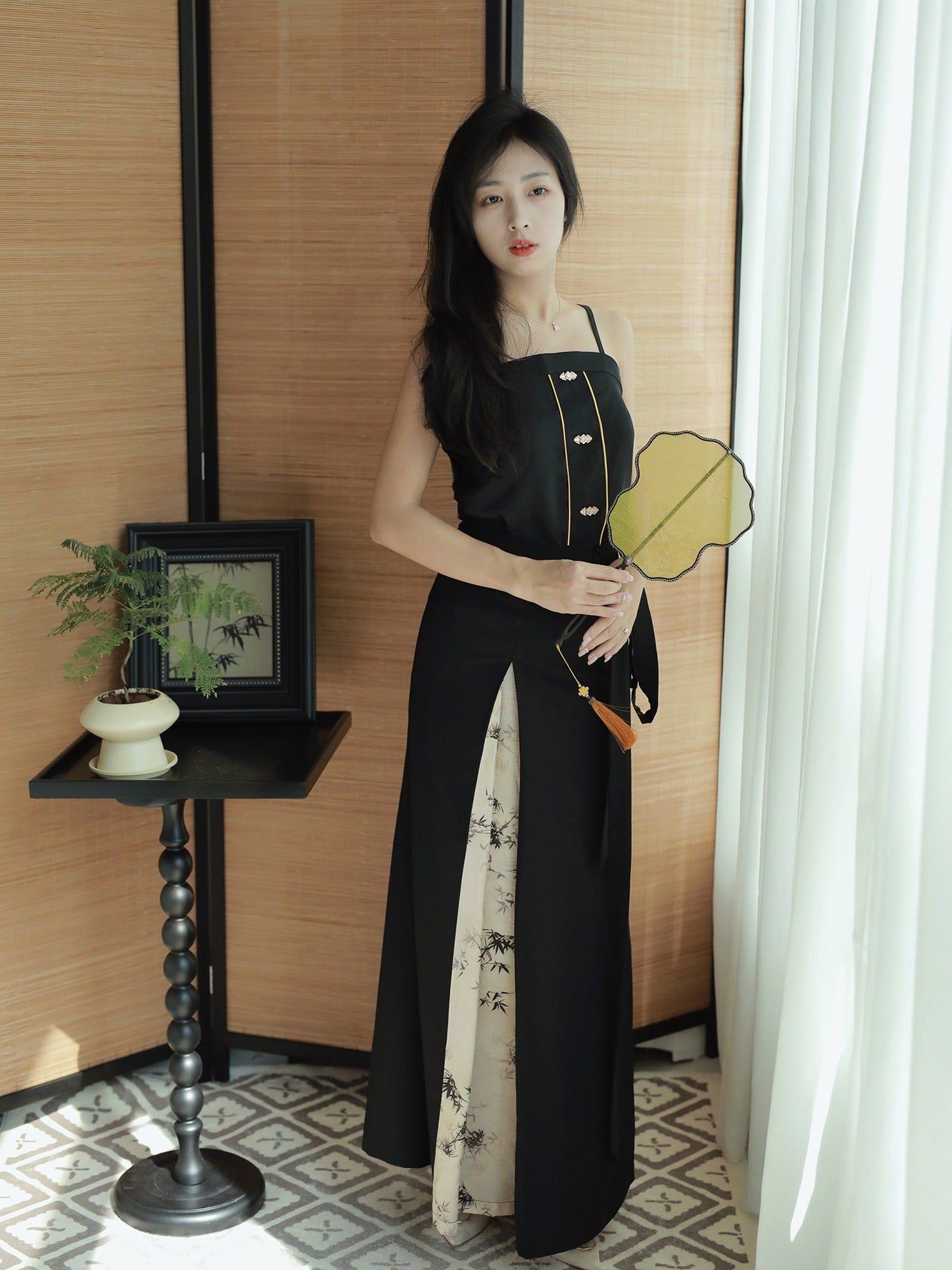 3 Xiao Lu Shui Original Hanfu Ming Dynasty Style Black Circle Gold Horseface Skirt with Main Waist Belt, Hanging Belt, Inner Wear, Base Layer, and Mother-Child Button for Daily Wear