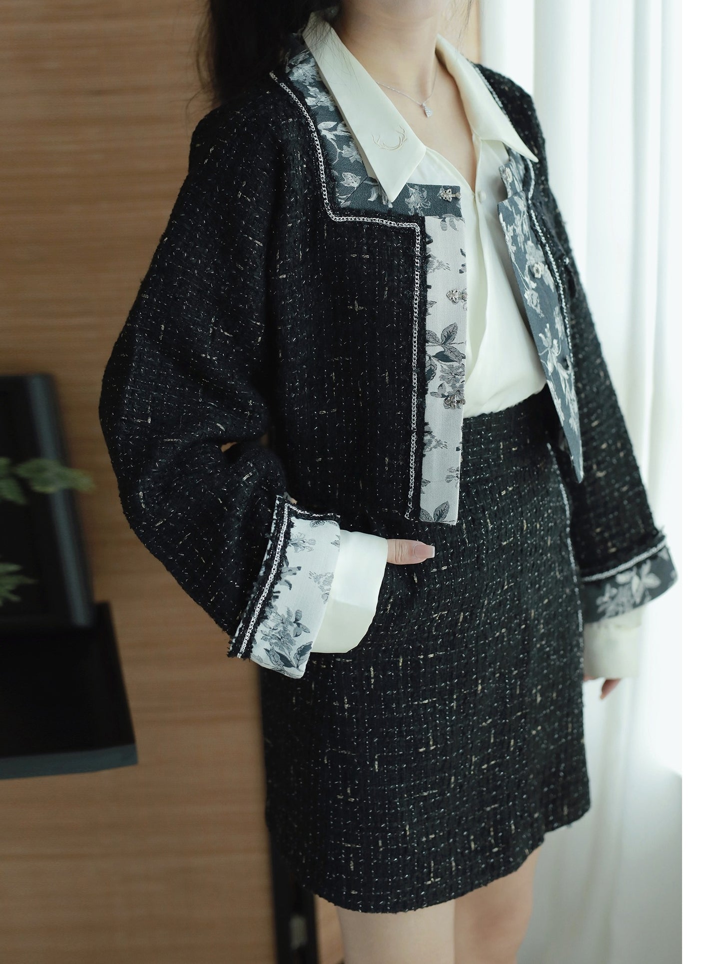 33 Xiao Lu Shui Wang Shu Ying Improved Ming Chinese Square Neck Jacket Short Jacket Song Short Skirt Small Fragrance Suit Autumn and Winter