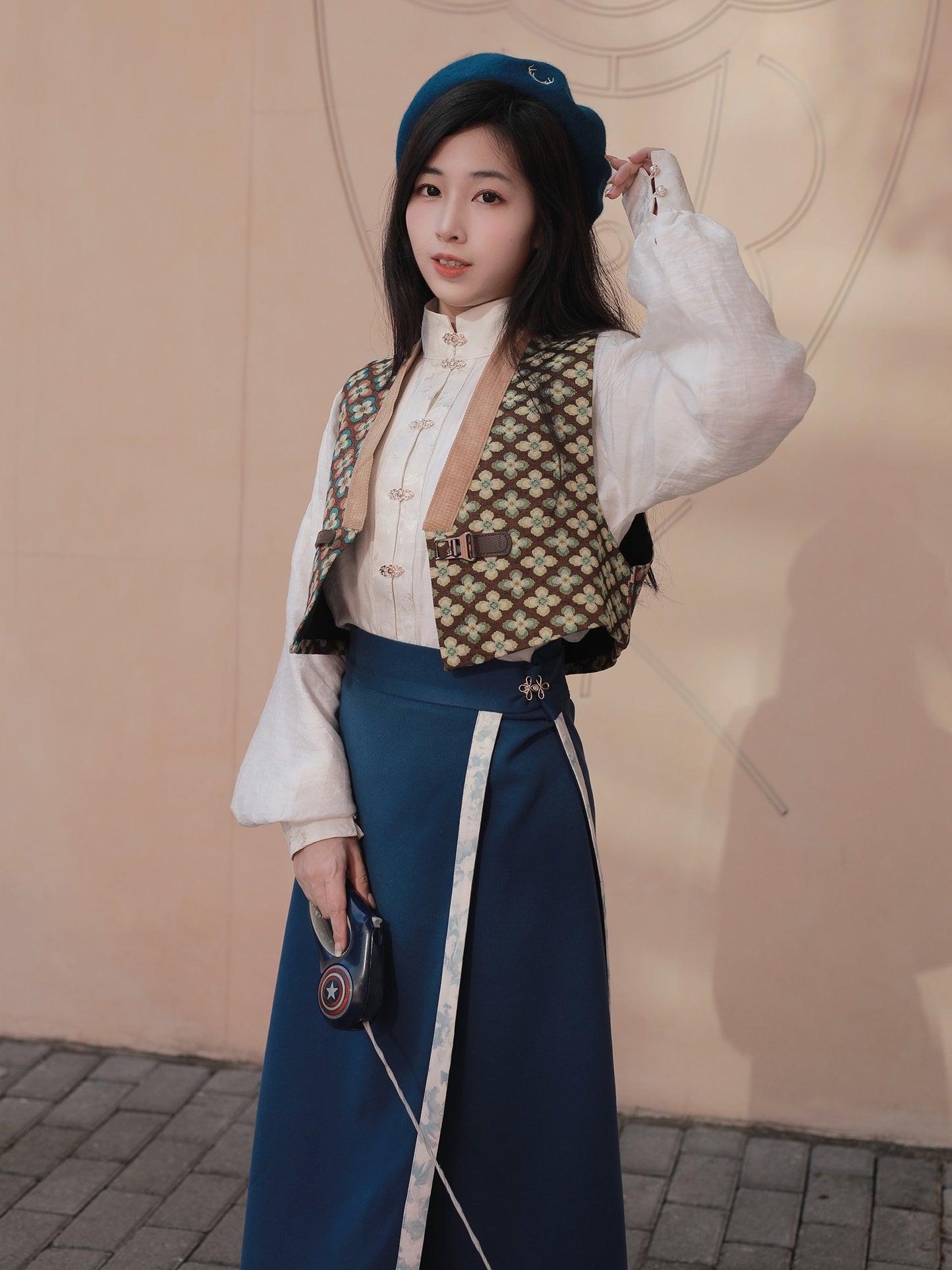 46 Xiao Lu Shui Retro Modified Tang Jacket Hanfu  Chinese Song Rotary Skirt Tencel Ming Stand Neck Cardigan Shirt