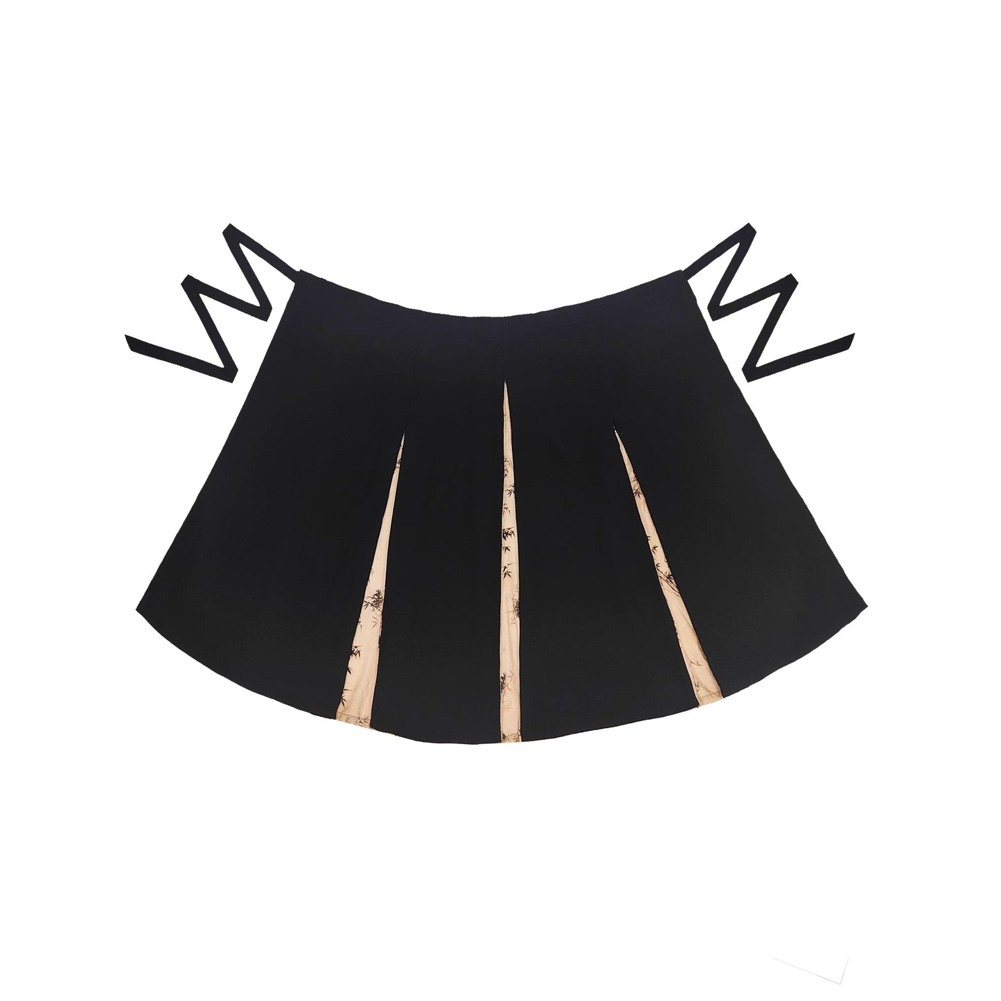 60 Yan Chi Shen Xiao Lu Shui Innovative Chinese Modified Song System Three-Pleated Skirt Black Bamboo Leaf Daily Main Waist Suspenders Early Autumn