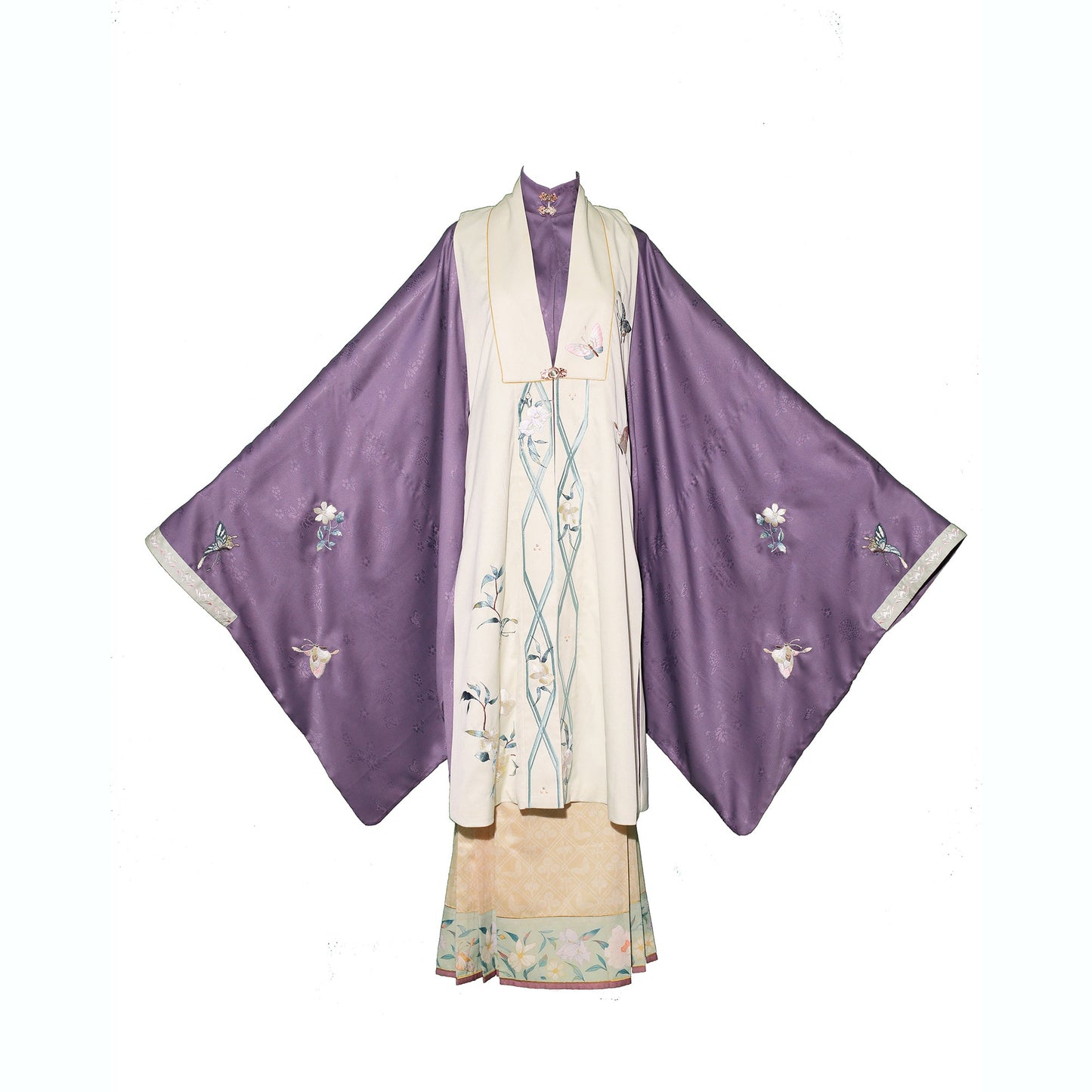 30 Xiao Lu Shui original Hanfu women's smoke, purple, spring, autumn and winter, Ming long shirts, embroidered with gold horse skirts, pearls