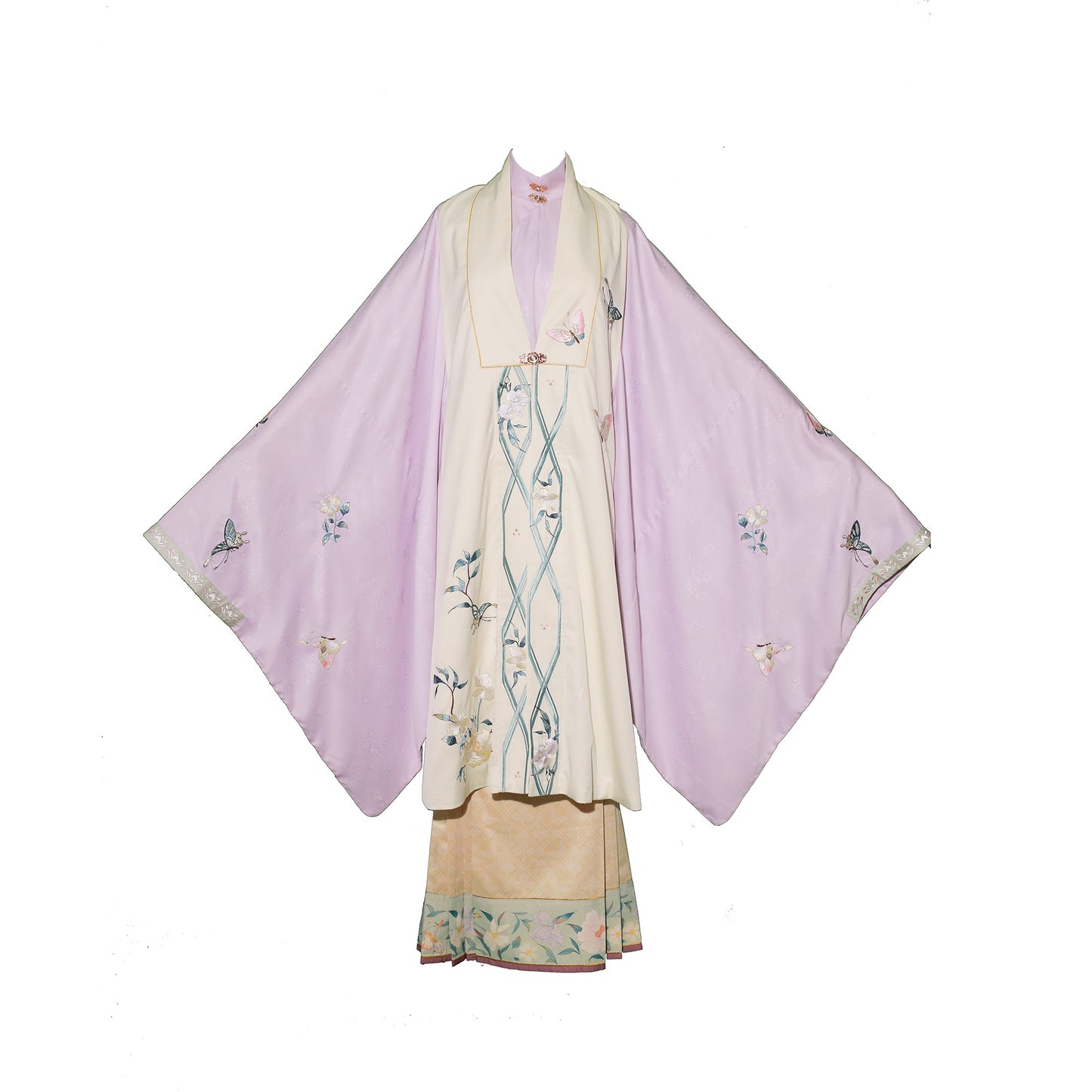 30 Xiao Lu Shui original Hanfu women's smoke, purple, spring, autumn and winter, Ming long shirts, embroidered with gold horse skirts, pearls