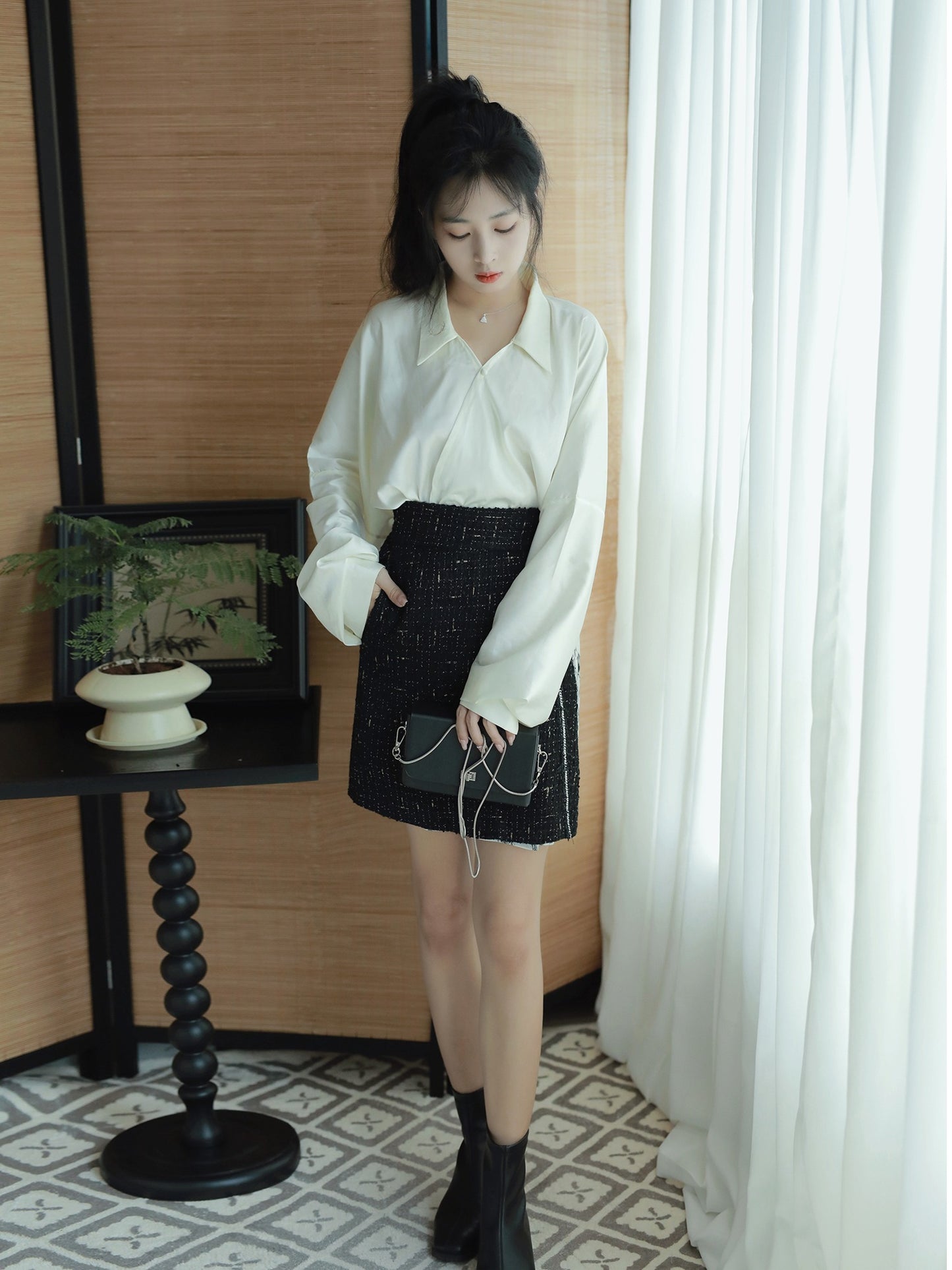 33 Xiao Lu Shui Wang Shu Ying Improved Ming Chinese Square Neck Jacket Short Jacket Song Short Skirt Small Fragrance Suit Autumn and Winter