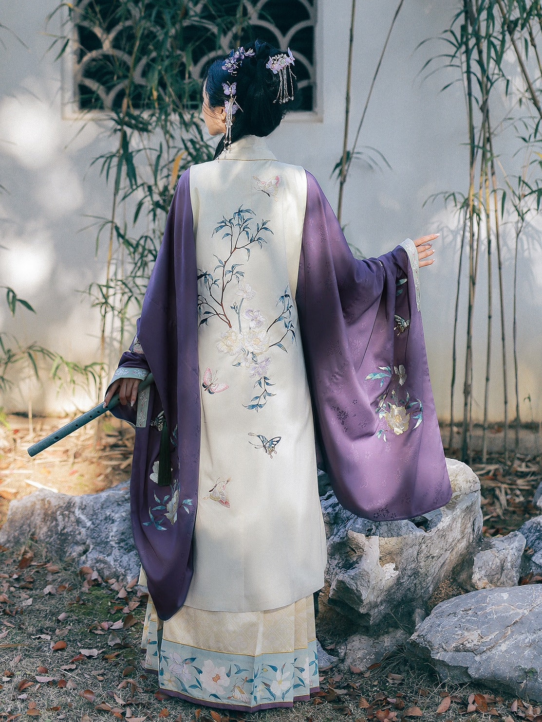 30 Xiao Lu Shui original Hanfu women's smoke, purple, spring, autumn and winter, Ming long shirts, embroidered with gold horse skirts, pearls