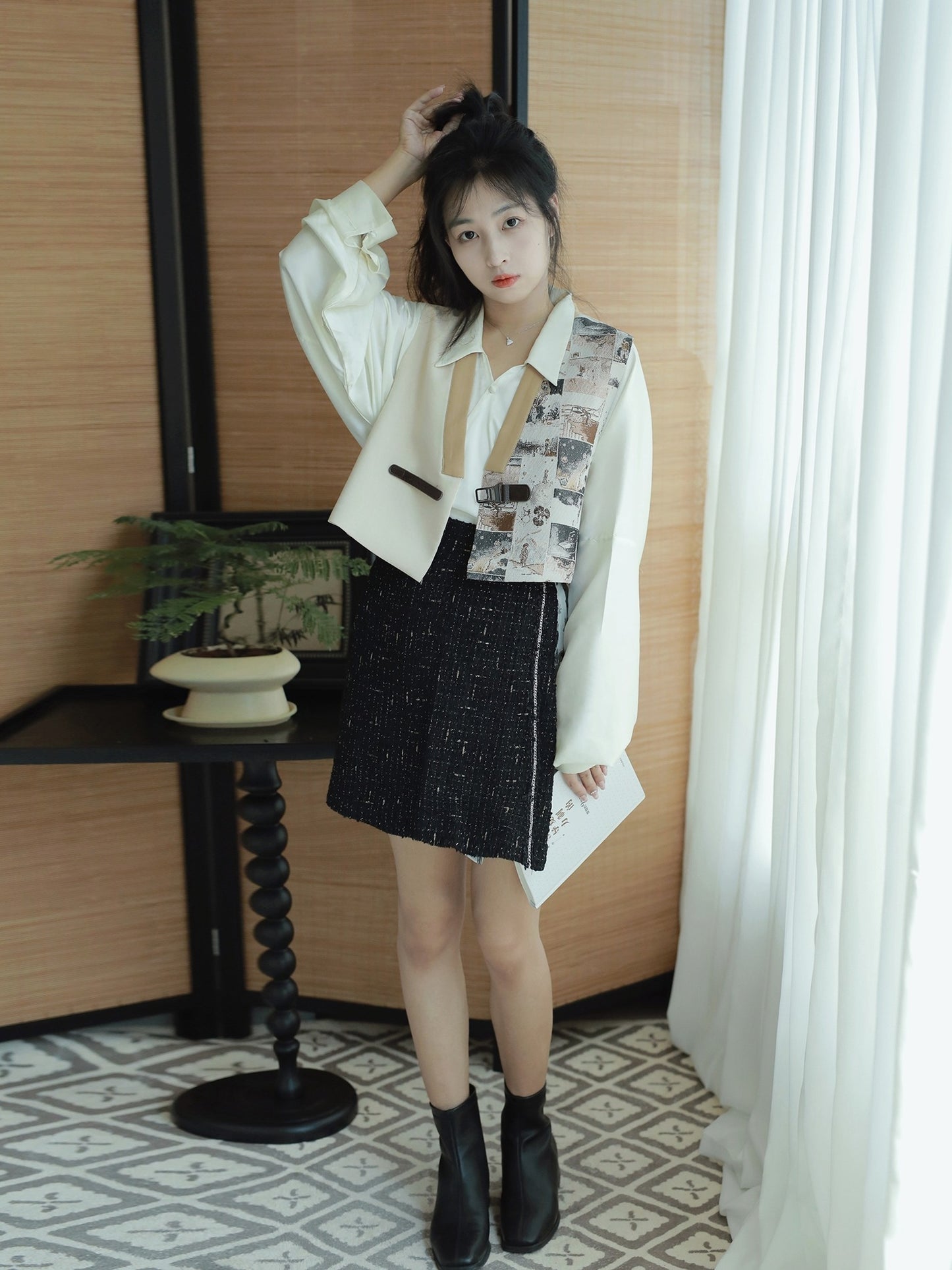 33 Xiao Lu Shui Wang Shu Ying Improved Ming Chinese Square Neck Jacket Short Jacket Song Short Skirt Small Fragrance Suit Autumn and Winter