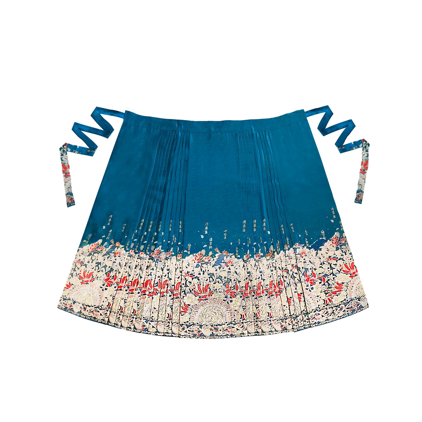 [One Thought Hairpin Flower]Ming-style Hanfu Brocade Imitation Makeup Flower Horseface Skirt-Blue